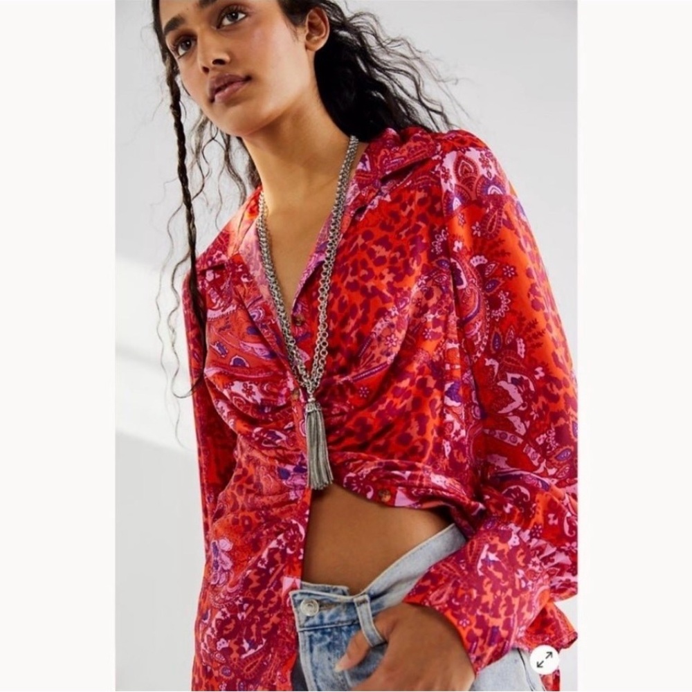 Free People Bianca Printed Blouse Size Medium